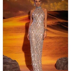 Elegant Silver Evening Gown